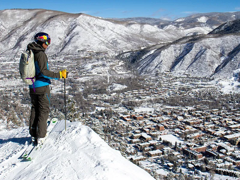 Aspen Skier & Town © Jesse Hoffman