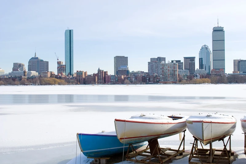 Boston boats frozen Charles River