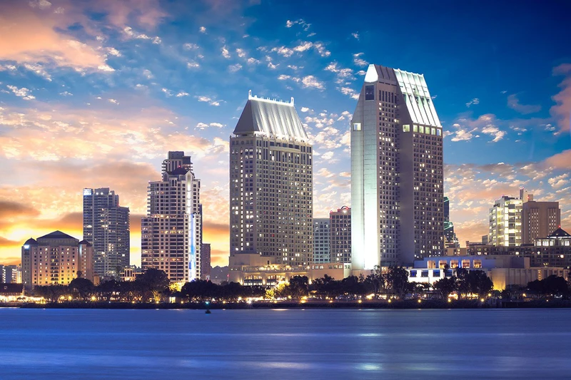 San Diego skyscrapers at dusk