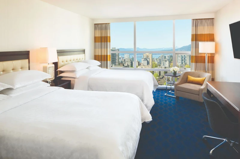 5d4c146b86e8f Sheraton Vancouver Wall Centre Traditional Guest Room Double Bedding