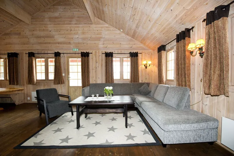 63611aa95f1b9 Geilolia Forest Cabins Five Bedroom Cabin Living Area