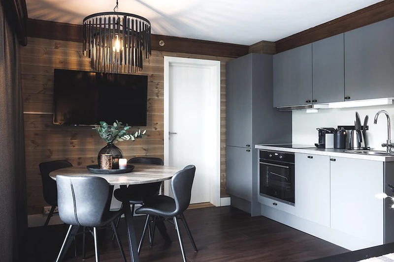 636243ddd6b54 Bardla Hotel One Bedroom Apartment Kitchen and Dining Area