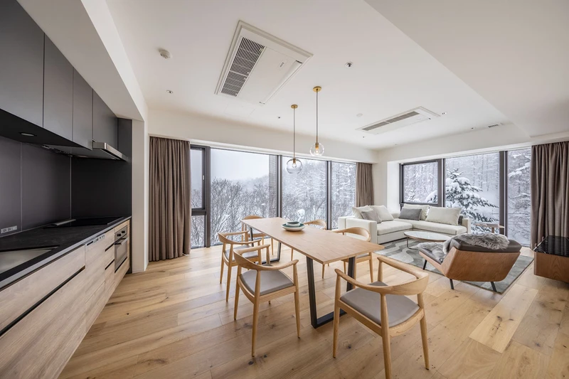 65521fa4b97d6 Intuition Niseko 2 Bedroom Premier Apartment Kitchen Dining Living Area