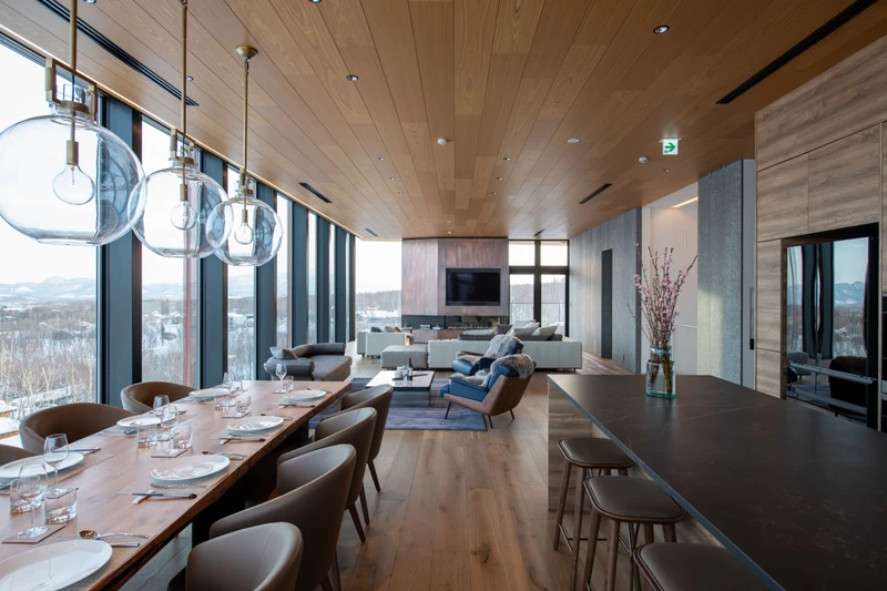 6552229f5d558 Intuition Niseko 4 Bedroom Yotei Penthouse Dining Area Kitchen