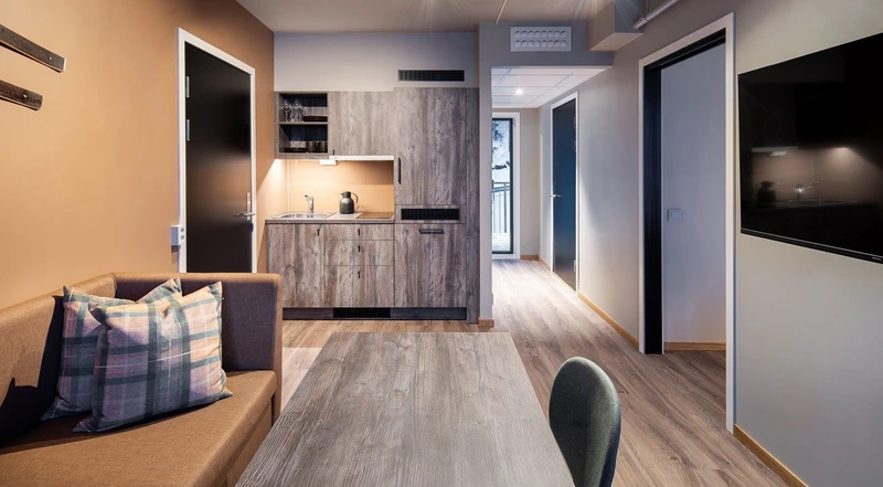 65b1272c1b223 Basecamp Narvik 1 Bedroom Apartment Kitchen Living Area