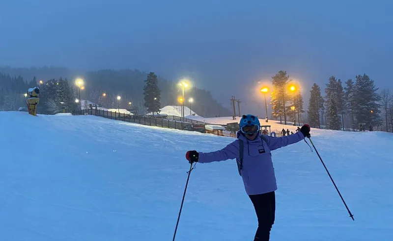 Skiing on Trysil at night - Anne Horkley - February 2024