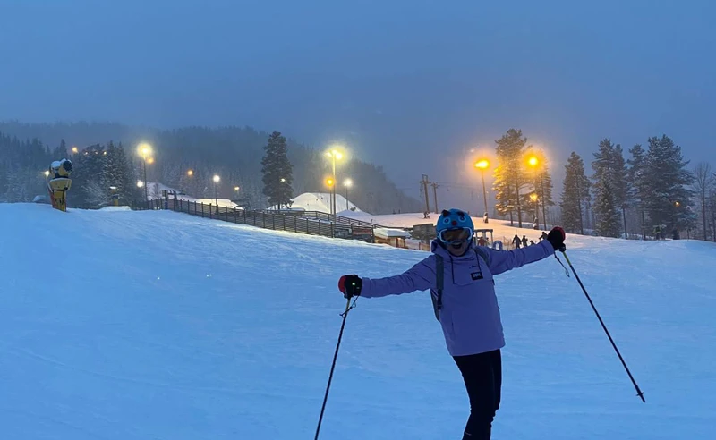 Skiing on Trysil at night - Anne Horkley - February 2024
