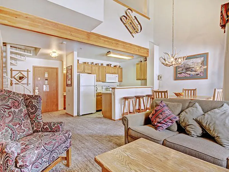 660ed1d11c613 Studio Loft Living Area and Kitchen River Mountain Lodge Breckenridge USA