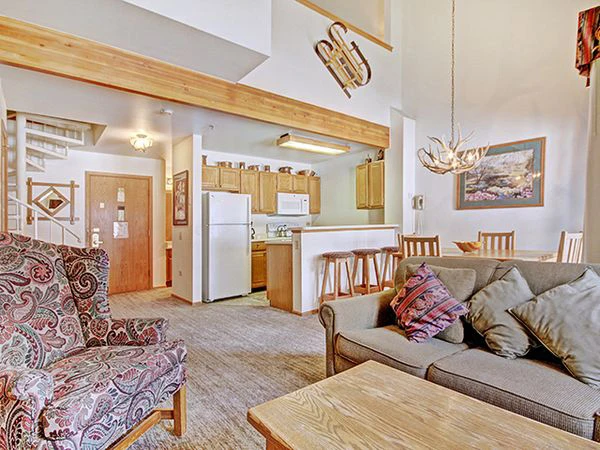 660ed1d11c613 Studio Loft Living Area and Kitchen River Mountain Lodge Breckenridge USA