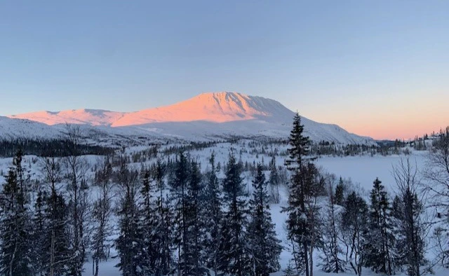 View of Mountain from Room, Gaustablikk Fjellresort, Norway - Clare Madden, February 2024