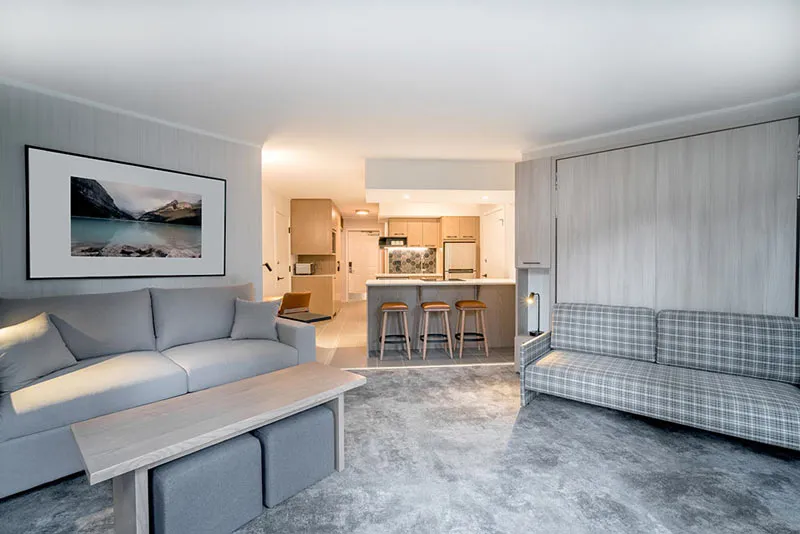 6659bb081c7b5 Lake Louise Inn Junior Suite Living Area Kitchen