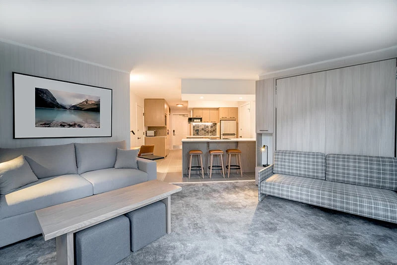 6659bb081c7b5 Lake Louise Inn Junior Suite Living Area Kitchen