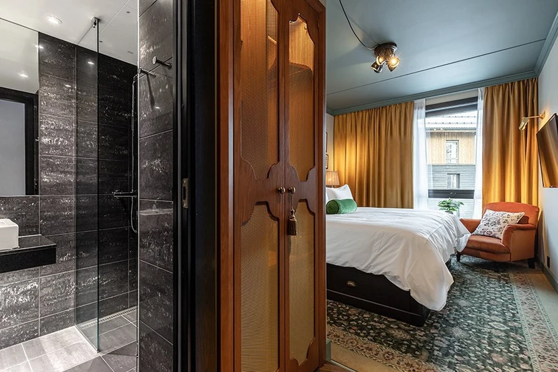 66bf2956de930 Fyri Resort Superior Double Bedroom and Bathroom