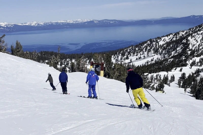 672b5c667a1c2 Rupert skiing towards Leke Tahoe in Kirkwood California April 2024