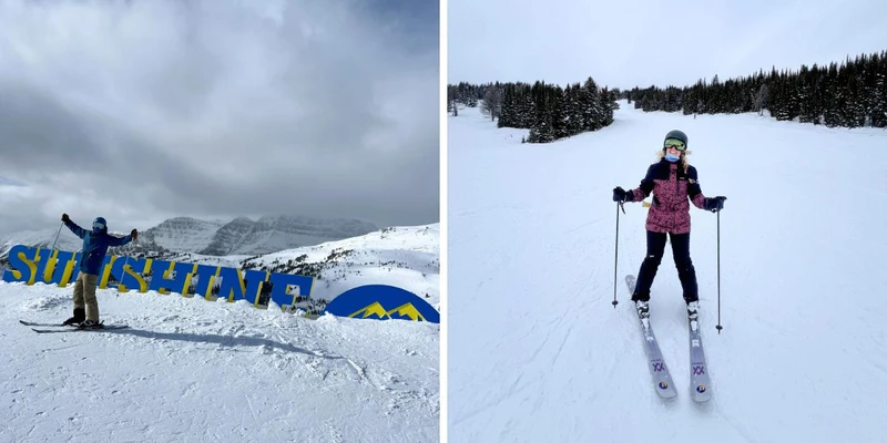 6735cc0b22ad7 Craig and Tasha in Sunshine Village Empty Slopes in March