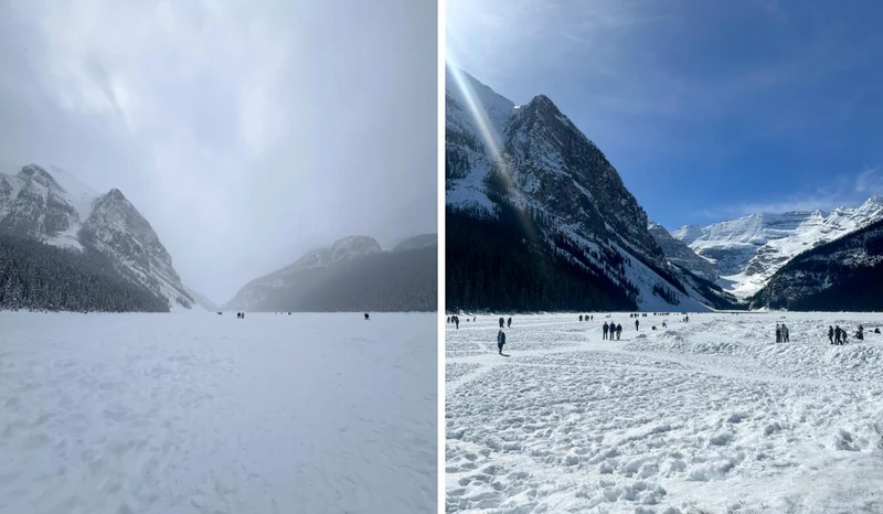 6735ddf777835 Lake Louise in March 2024 the difference a few days makes