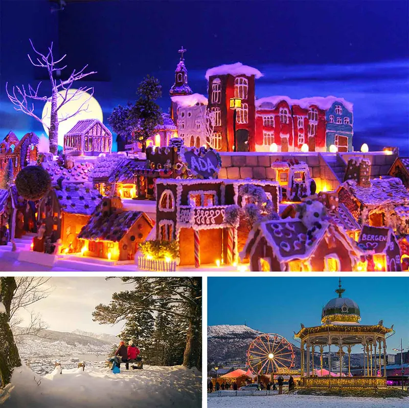 673deddda452e Bergen Gingerbread city Panoramic Burgen and the christmas market fairground