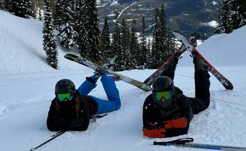 (Alyson Sterland) - Katie Sterland & Matt Hickey in Fernie, Canada Lying on Slopes