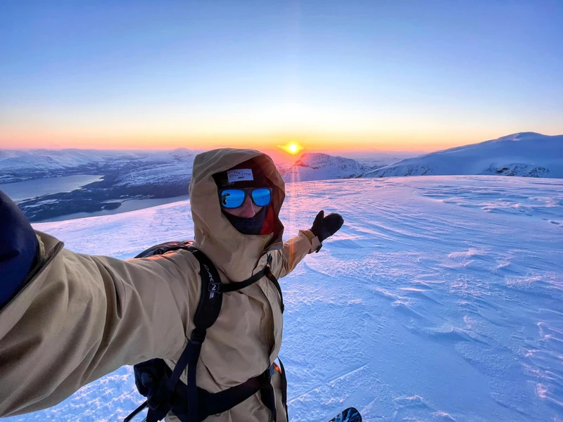 Andy Evans at Sunrise in Narvik