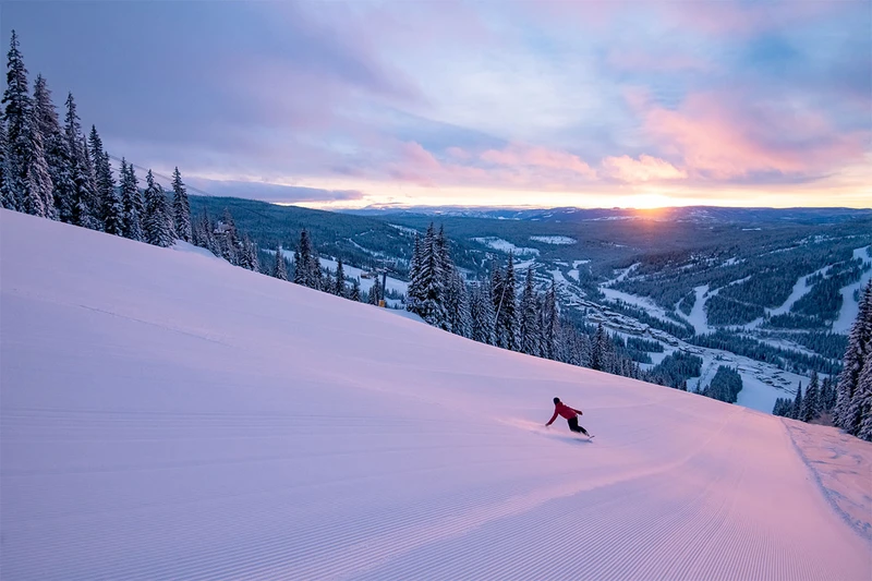 Sunset Skiing in Sun Peaks © Destination BC / Reuben Krabbe