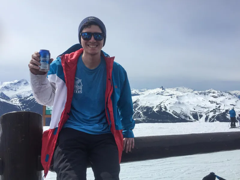 Marketing Manager Craig sipping in the sunshine at Horstman Hut, 7,494ft above sea level - all the way back in mid-April 2016
