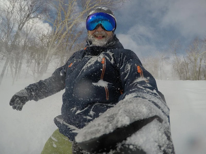 Andy Knights enjoying face deep powder in Niseko, March 2017