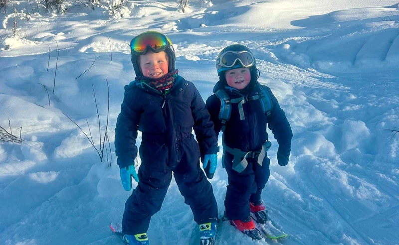 Children skiing in Geilo Norway February 2026
