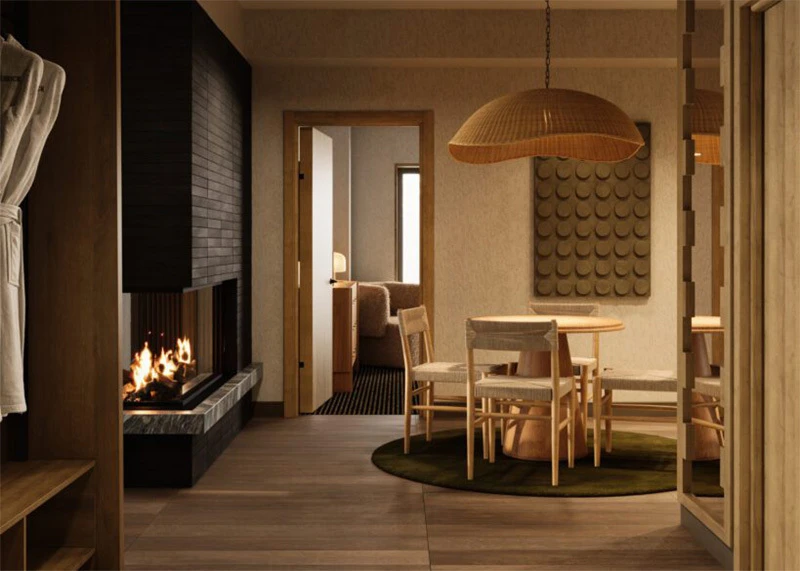 Deluxe Junior Family Suite w Fireplace Dining Area 2 The Kenrick Hotel