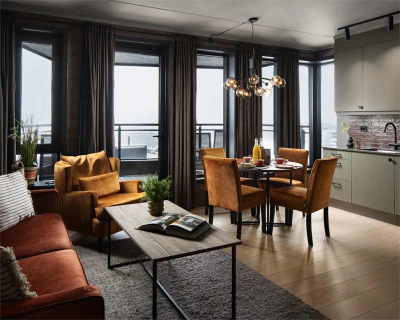 Family Apartment Living Dining Area Riddergaarden Mountain Lodge