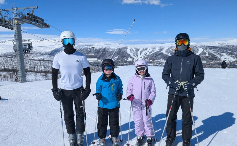 Family photo in Geilo Norway Emma Jones April 2026