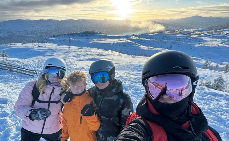 Family selfie in Voss Norway Kate Christie February 2026