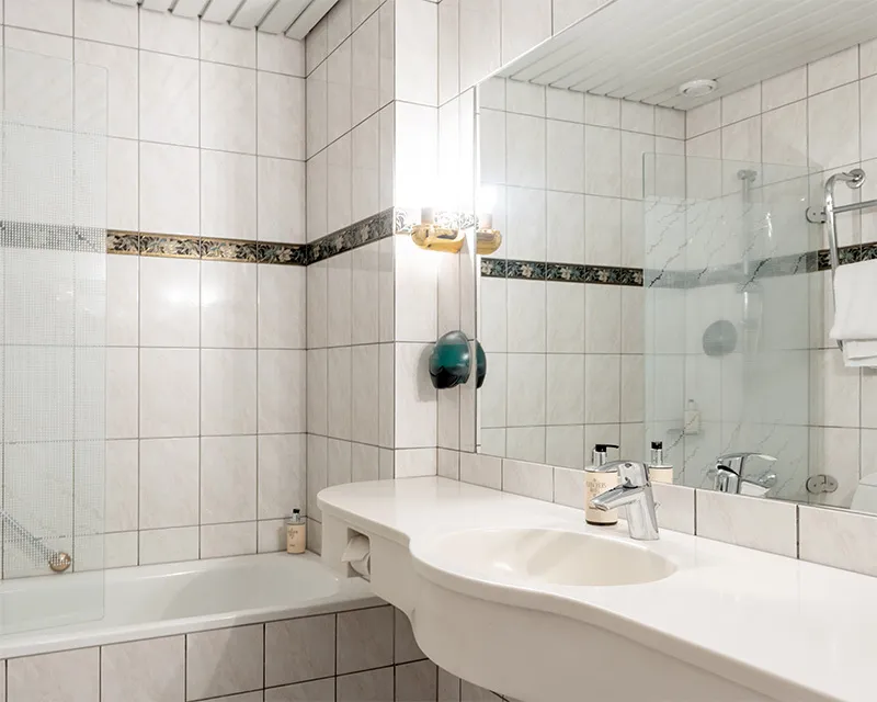 Historic Lake View Family Room Bathroom Fleischers Hotel