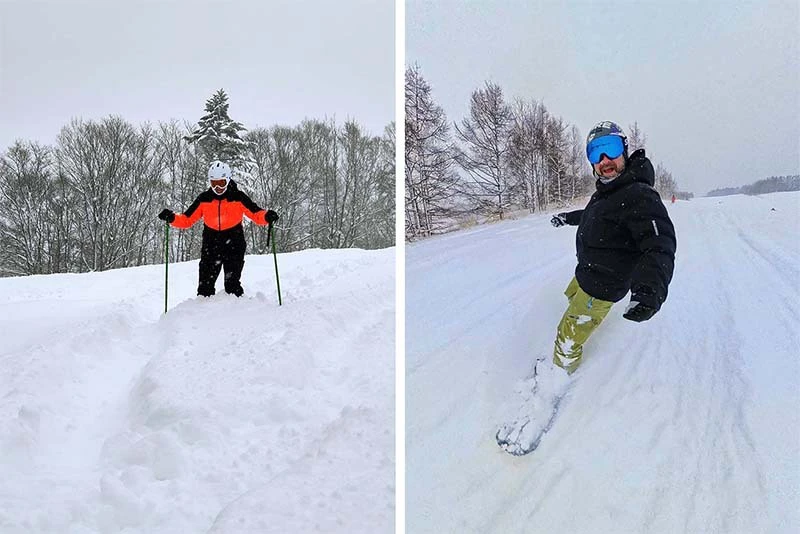 Jess and Andy K demo Rusutsu powder East Mt