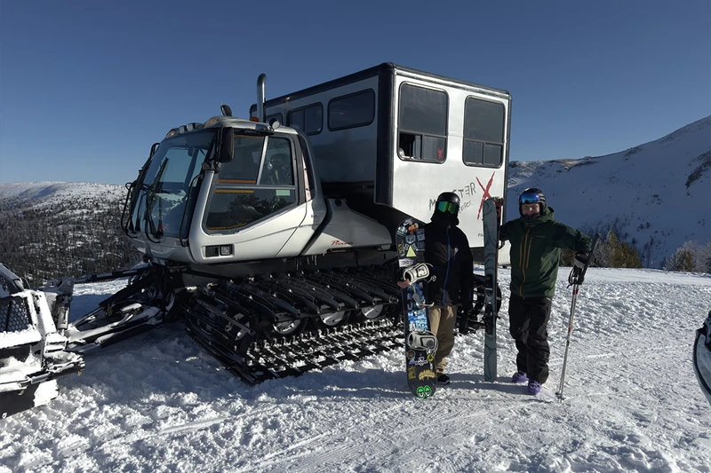 Josh and Andy with the Monster X Cat at the top of Taynton Bowl