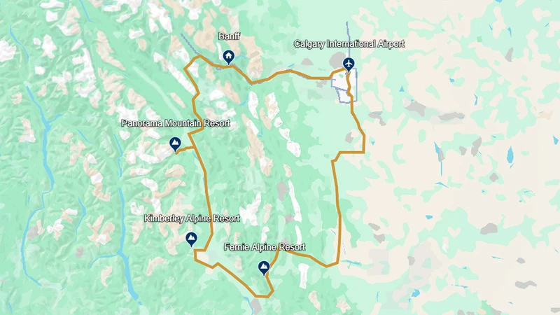 Kootenary Rockies Loop Ski Safari Route Map