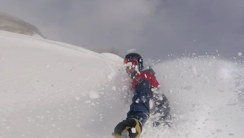 Skier in deep powder