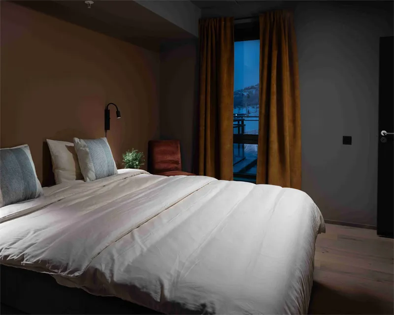 One bedroom Apartment bed 1 Riddergaarden Mountain Lodge