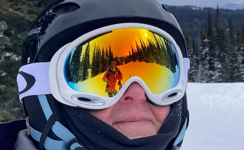 Ski goggles reflection in Sun Peaks Canada Catherine Myatt March 2026