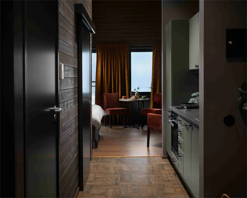 Studio Room Entrance and Kitchen Riddergaarden Mountain Lodge