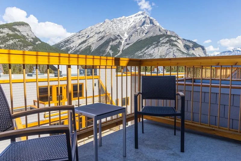 Balcony view overlooking the mountains from Hotel Canoe and Suites