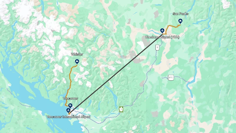Whistler Peaks Ski Safari Route Map