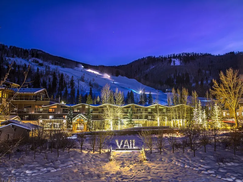 Manor Vail Exterior at Dusk